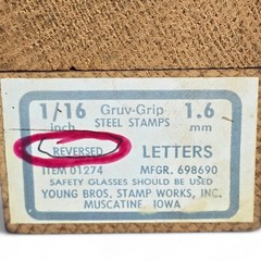 Vintage YOUNG BROS 1/16” REVERSED Steel Stamp Set Letters & Numbers (A-Z & 0-9)