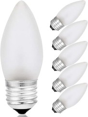 Frosted Flame Tip Chandelier Bulb 40W Incandescent Torpedo Tip Clear E26 Base