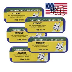 Dental 24K Gold Coated Orthodontic Brackets Braces Mini Roth 022 Hooks 3-4-5