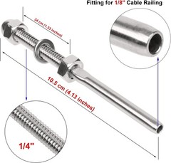 50X T316 Swage Threaded Tensioner for 1/8″ Cable Railing Systems Stainless Steel