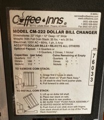 Coffee Inns CM-222 Dollar Bill to Coin Exchange Machine one change machine Wrks