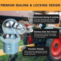 220 Pack Metric & SAE Hydraulic Lubrication Grease Zerk Fittings Assortment Set