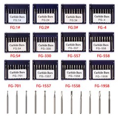 10-100pcs Dental Tungsten Steel Carbide /Gold Metal Cutting Burs For High Speed