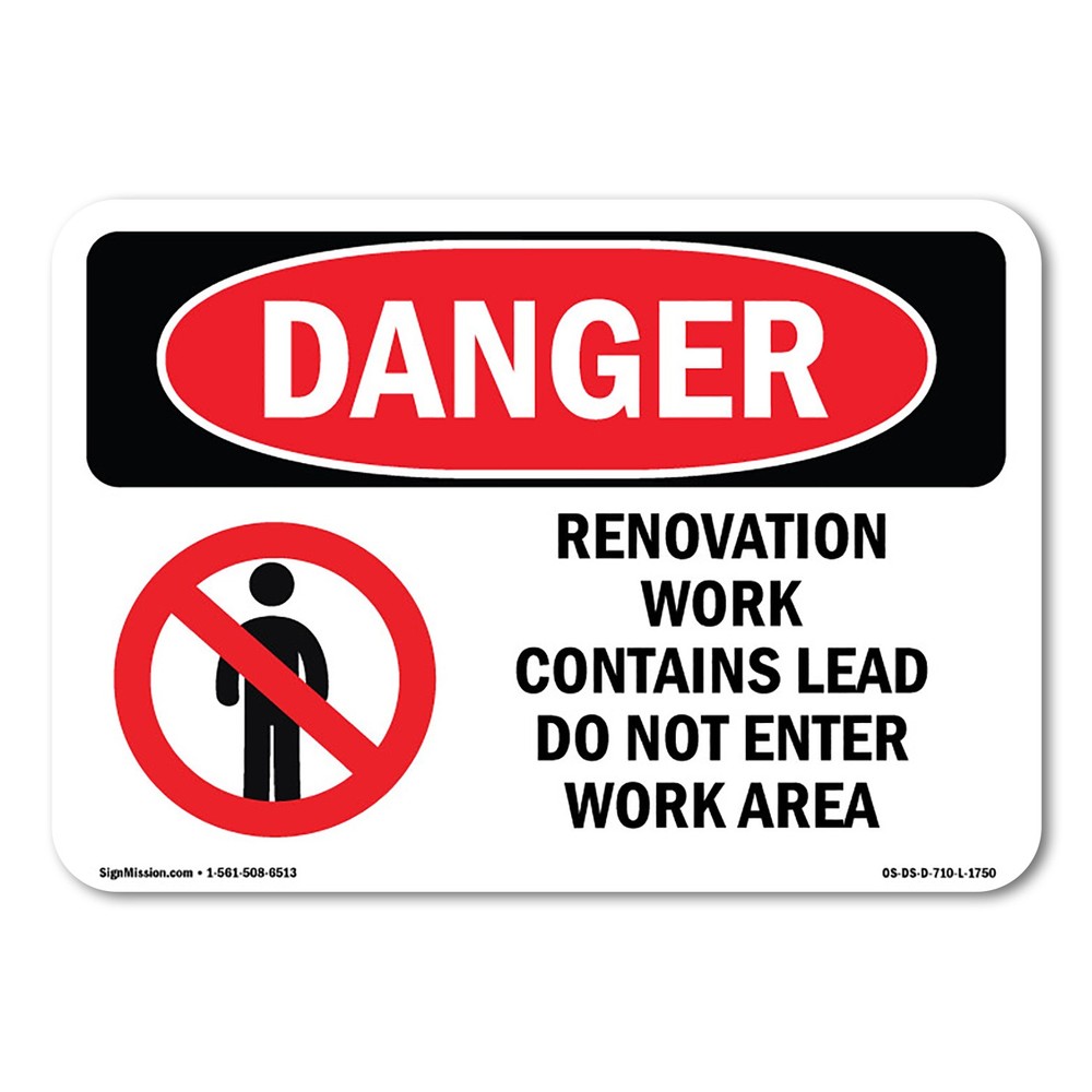 Renovation Work Contains Lead Do Not Enter ANSI Danger Sign Metal Plastic Decal