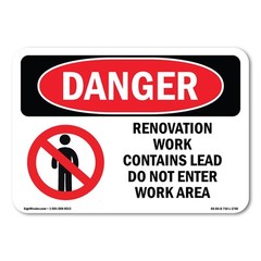 Renovation Work Contains Lead Do Not Enter ANSI Danger Sign Metal Plastic Decal