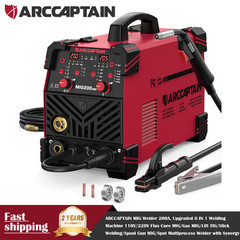 ARCCAPTAIN MIG Welder 200A Upgraded 6 IN 1 Welding Machine 110V/220V Flux Core