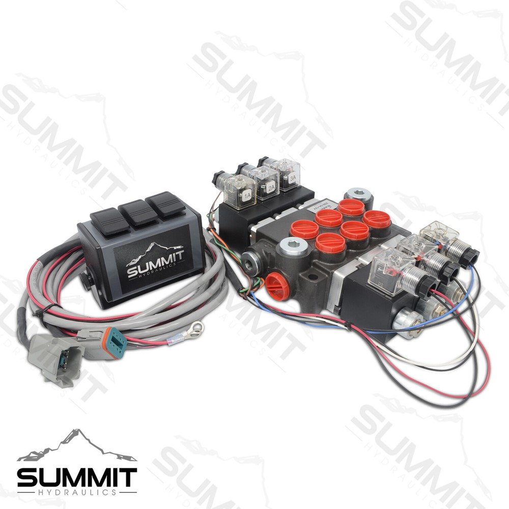 Hydraulic Monoblock Directional Solenoid Control Valve 3 Spool, 13 GPM w/ Switch
