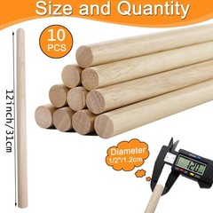 Yaliuliu 10PCS Dowel Rods Wood Dowels, 1/2 x 12 Inch 1/2X12″, Nature