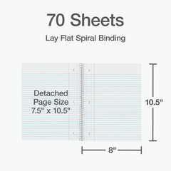 Oxford 1-Subject Notebooks, 3 Pack, 8 x 10.5 Inches, College Rule, 70 Sheets