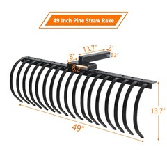 49” 3 Point Attach Landscape Rock Rake Fit for 2 inch Receiver Compact Tractor