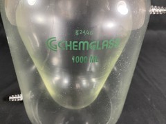 CHEMGLASS 1000mL 3-Neck 24/40 European Style Taper Jacketed Flask CG-1576-08