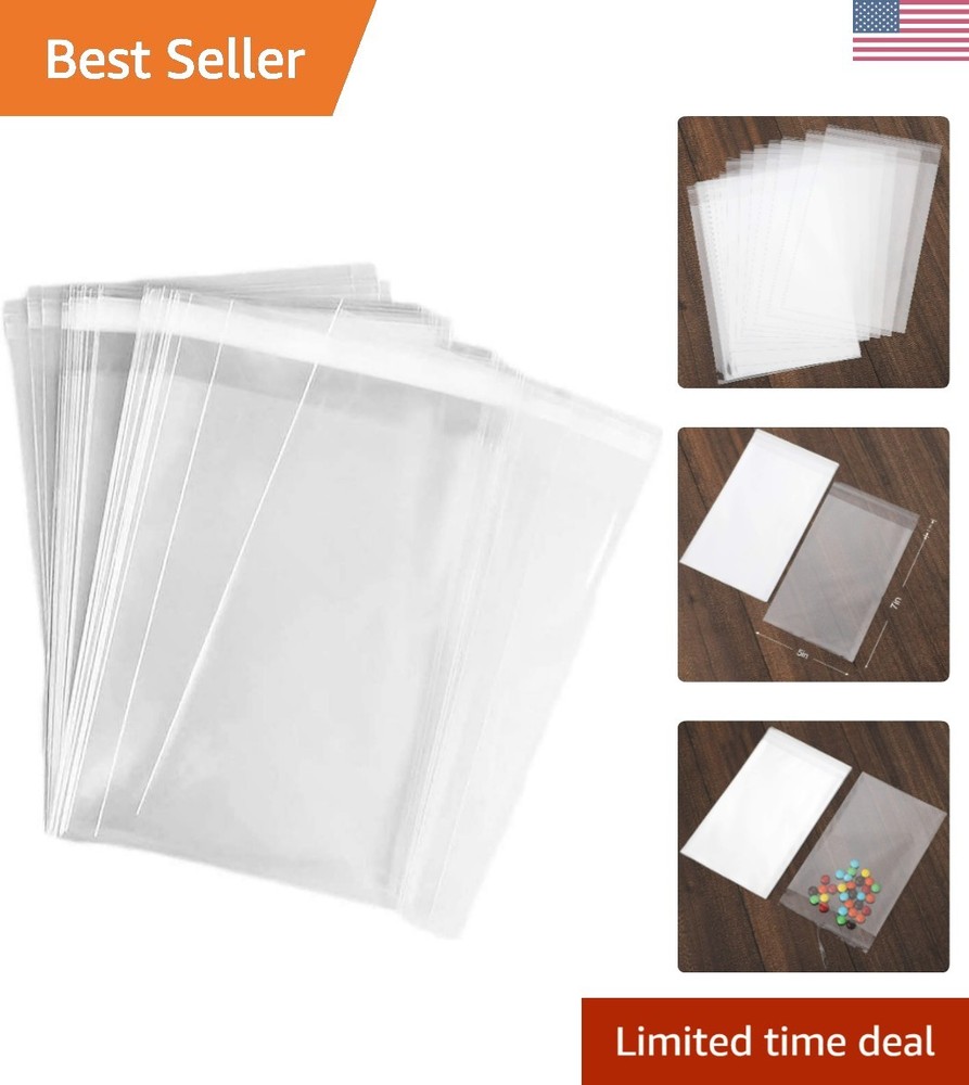 100 pcs Clear 5″ x 7″ Self Seal Cello Cellophane Bags Resealable Poly Bags 2….
