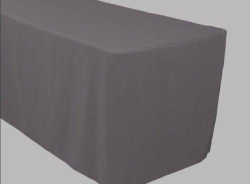8′ ft. Fitted Polyester Table Cover Trade show Banquet Tablecloth CHARCOAL GREY