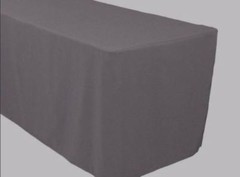 8′ ft. Fitted Polyester Table Cover Trade show Banquet Tablecloth CHARCOAL GREY