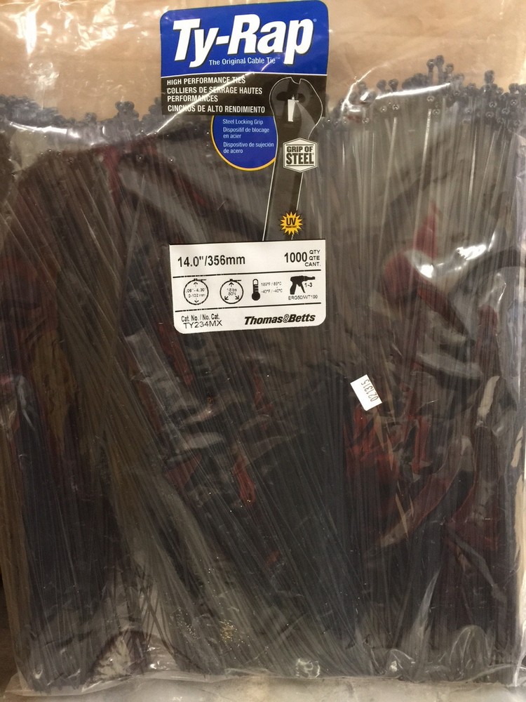 Thomas & Betts Ty-Rap TY234MX 14″ 18lb UV Black 1,000/bag