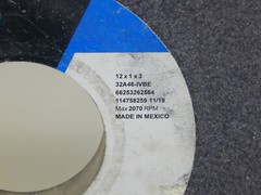Norton Type 01 32A46-IVBE 12″ X 1″ X 3″ No. 66253262564 Max 2070 RPM SG Wheel
