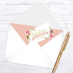 Pink Floral Thank You for Your 2″ x 3.5″, White, Pink, Yellow, Green, Red