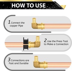 1/2″ Copper Press x 1/2″ PEX Crimp Elbow, Pack of 10