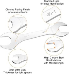 Thin Open End Wrenches SAE, 1 1/8×1 1/4 Inches, Slim Wrench Tool for Tight Sp…