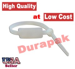 100 PCS 7.6″ Natural White Cable Wire Zip Marker Tie 50 Lbs Secure Closure Ties