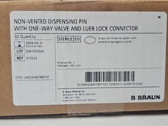BRAUN Dispensing Pin Assembly Non-Vented 1-Way Valve 412022 (50 Ct) Exp 03-31-29