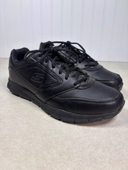 SKECHERS Nampa WIDE SR Work Shoes Relaxed Fit MENS 13 Wide Triple Black 77156W
