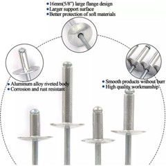 100-2000 PCS LARGE FLANGE ALUMINUM POP RIVETS 3/16″ X 3/4″ BIG HEAD STEEL