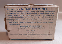IMPERIAL EASTMAN “IMP” TUBE CUTTER NO. 174-F 3/8″ TO 1-1/8″ OUTSIDE DIAMETER USA