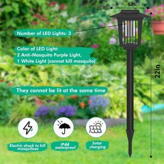 Solar Powered Mosquito Zapper Solar Bug Zapper, Bug Zapper Outdoor IP44 Mosquito