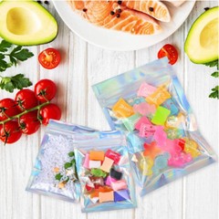 Holographic Mylar Foil Bags Smell Proof Food Storage Zip Seal Pouches Candy Bag