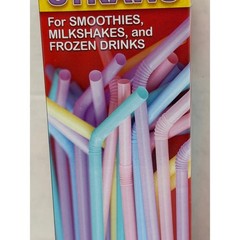 Flexible Smoothie Straws 90 Count Assorted Colors Milkshake Straws
