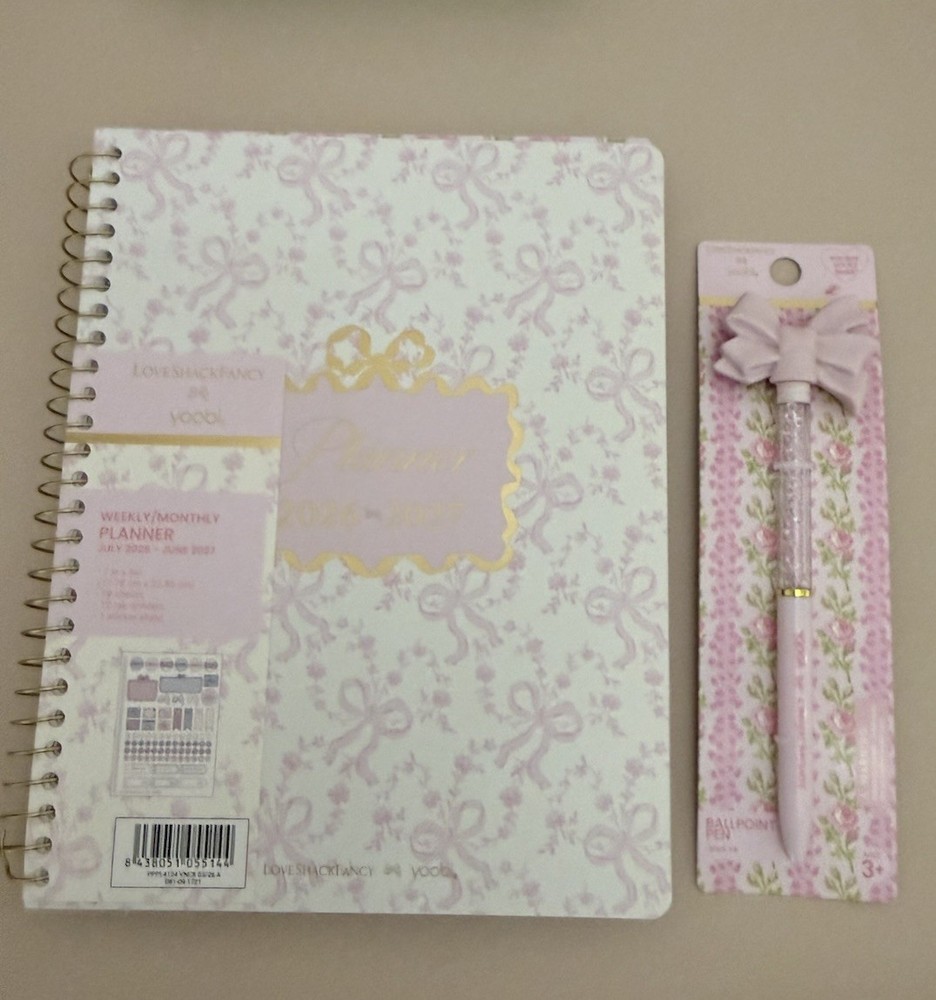 LoveShackFancy × Target – Yoobi Monthly and Weekly Planner 7″x 9″ – Coquette Bow