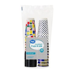 Insulated Hot Cups with Lids 16 oz Double Wall Paper Coffee Cups 20 Count Leak