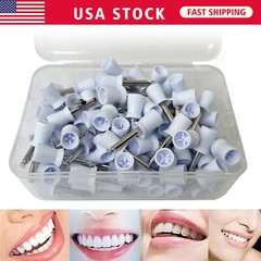 100 Pcs Polishing Cups Dental Rubber Prophy Tooth Polisher Brushes Kit white