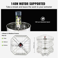 Electric Honey Extractor Beekeeping Equipment 4/8 Frames Stainless Steel
