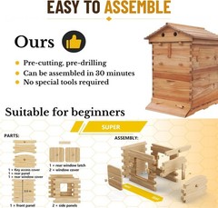 Automatic Beehive Starter Kit with 7 Gravity Auto hive Frames for Beekeeping