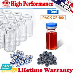10ml Vials Glass Clear Bottom Headspace Vial with Plastic-Aluminum Flip Cap USA