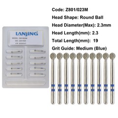 20 Types Zirconia Dental Diamond Burs FG Friction Grip for High Speed Handpiece