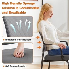 Stackable Reception Chairs with Mesh Back & Upholstered Cushion, Metal Frame, Gr