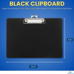 Landscape Clipboard, Black Horizontal Clipboard, 8.8 x 12.4-inch, 2 Pack