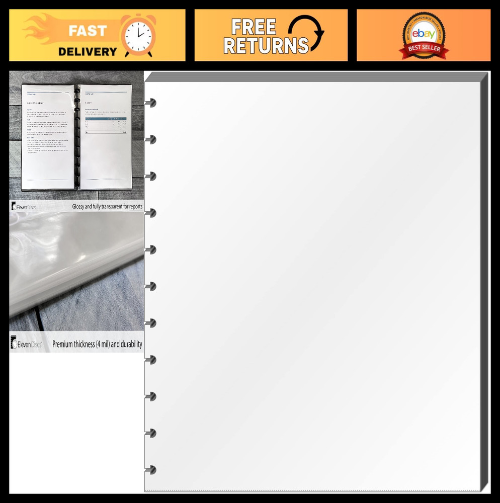 25 Transparent Disc Bound Notebook Sheet Protectors for Circa, Arc, TUL – 11 Dis