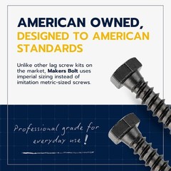 3/8 x 1-1/2 Lag Screw Kit, 50 Black Ruspert Coated Screws