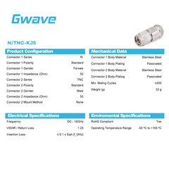 Precision N Female to TNC Male Adapter, DC – 18GHz