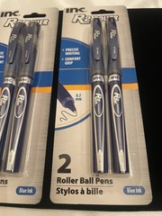 2 PACKS 4 PENS INC® R-2™ Precise Writing Comfort Grip ROLLER BALL PENS Blue