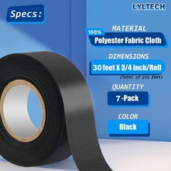 Wire Harness Tape 7 Rolls-Total 328 FT, Polyester Fabric,Flame Retardant,at 257℉