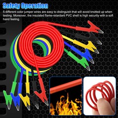 5Pcs 30V 15A Alligator Clips Electrical Test Leads Set 3.3ft Jumper Wires Cables