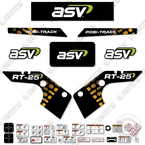 Fits ASV RT-25 Decal Kit Track Loader – 7 YEAR OUTDOOR 3M VINYL!