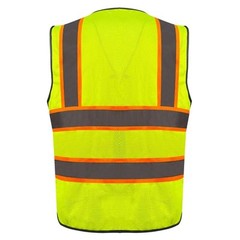 FX Class2 Hi-Vis Reflective Safety Vests with 6 Pockets and Zipper Front Green.