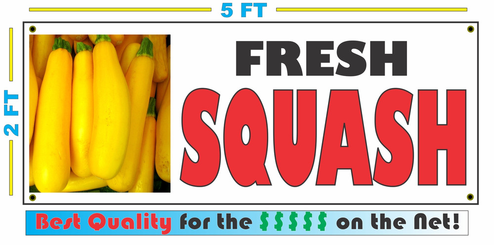 Full Color FRESH SQUASH BANNER Sign NEW XL Larger Size Summer Yellow