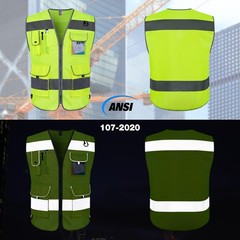 TCCFCCT Safety Vest for Men Women 9 Pockets High Visibility Vest for Safety, …